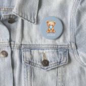 Blue Custom Name Teddy Bear Buttonnen Ronde Button 5,7 Cm (In situ)