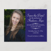 Blue Custom Photo Afstuderen Save the Date Briefkaart (Voorkant)