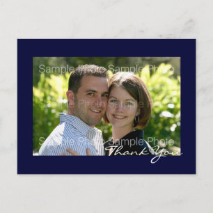 Blue Custom Photo Wedding Dank u Briefkaarten
