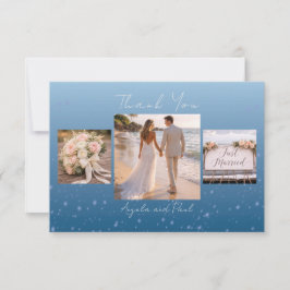 Blue Custom Photo Wedding Thank You Card Flat Bedankkaart