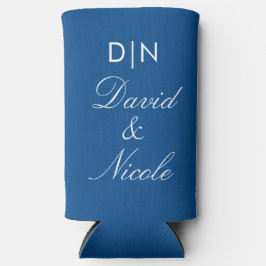 Blue Custom Text Can Cooler Personalized Sleeve