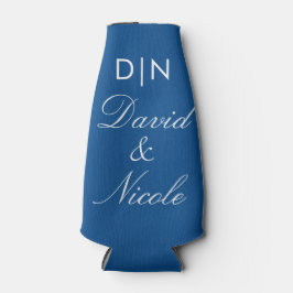 Blue Custom Text Can Cooler Personalized Sleeve