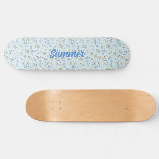 Blue Custom Trendy Wildflower Pattern Skateboard (Horizontaal)