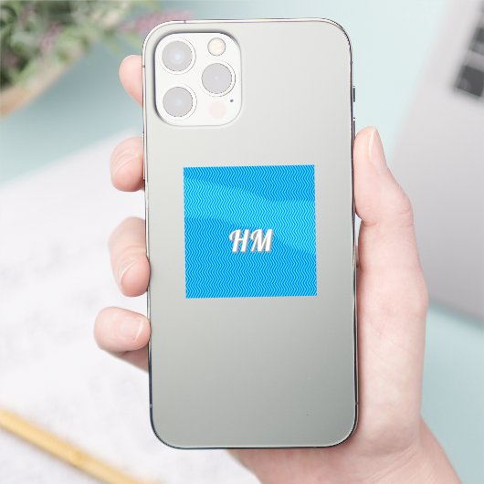 Blue customize initial simple sticker (Telefoon)