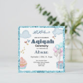 Blue Cute Aqeeqah- Aqiqah- Invitation (Debout devant)