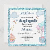 Blue Cute Aqeeqah- Aqiqah- Invitation (Devant)