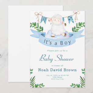 Blue Cute Baby shower Invitation Feestdagenkaart