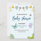 Blue Cute Baby shower Invitation Kaart (Voorkant)