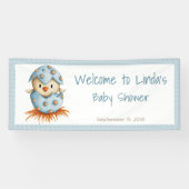 Blue Cute Bird Hatching Boy Baby shower Banner (Horizontaal)