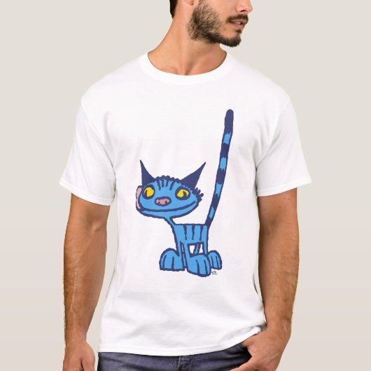 Blue Cute et Cool Kitty caricature T-shirt Femme (Devant)