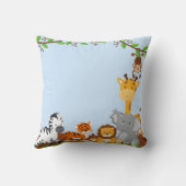 Blue Cute Jungle Baby Animaux Coussin (Verso)