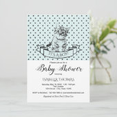 Blue Cute Kitten Baby shower Invitation (Debout devant)