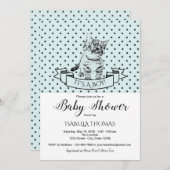 Blue Cute Kitten Baby shower Invitation (Devant / Derrière)