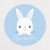 Blue Cute Little Bunny Rabbit met aangepaste naam Labels (Design 2)
