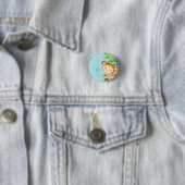 Blue Cute Monkey Baby Boy Announcement 2 Ronde Button 3,2 Cm (In situ)