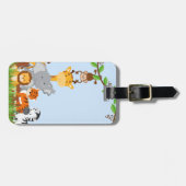 Blue Cute Oerwoud Baby Animals Bagagelabel (Voorkant horizontaal)