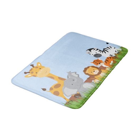 Blue Cute Oerwoud Baby Animals Bath Mat (Gekanteld)
