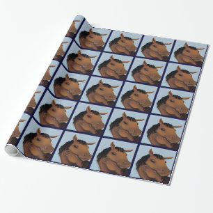 Blue Cute Pony Wrapping Paper Cadeaupapier