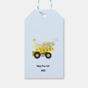 Blue Cute pret dinosaurustractor naar school - DY  Cadeaulabel
