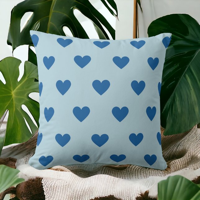 Blue Cute Simple Heart Patroon Kussen (Creator heeft geüpload)