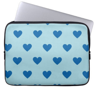 Blue Cute Simple Heart Patroon Laptop Sleeve