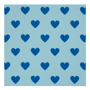 Blue Cute Simple Heart Patroon Perfect Poster