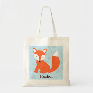 Blue Cute Woodland Baby Fox Personalized Tas