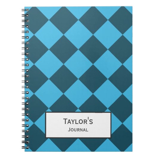 Blue Cyan Diamond Geometric Pattern Notitieboek (Voorkant)