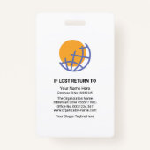 Blue Cyan Waves Foto Sjabloon ID Badge (Achterkant)