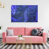 Blue Cyber Circuit Board Tech Art Electronics Canvas Afdruk (Insitu (Woonkamer))