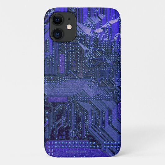 Blue Cyber Circuit Board Tech Art Electronics Case-Mate iPhone Case (Achterkant)