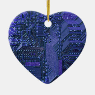 Blue Cyber Circuit Board Tech Art Electronics Keramisch Ornament