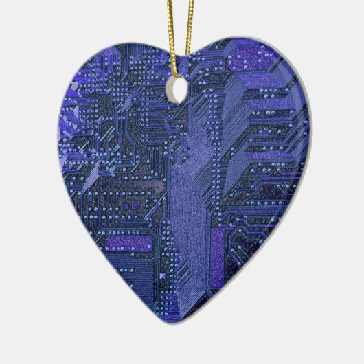 Blue Cyber Circuit Board Tech Art Electronics Keramisch Ornament (Links)