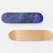 Blue Cyber Circuit Board Tech Art Electronics Skateboard (Horizontaal)