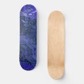 Blue Cyber Circuit Board Tech Art Electronics Skateboard (Voorkant)