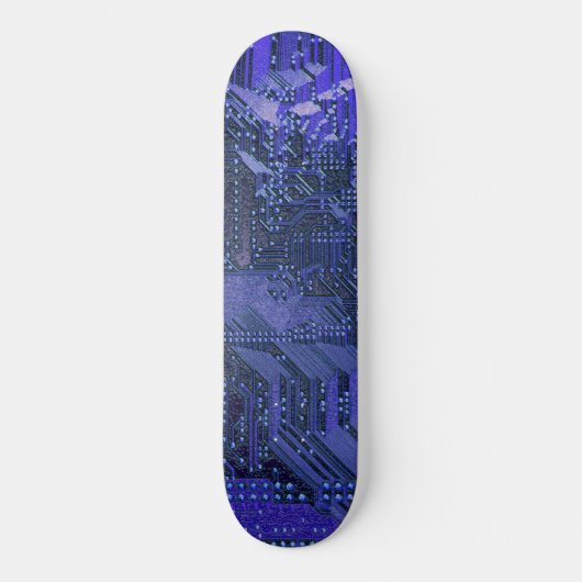 Blue Cyber Circuit Board Tech Art Electronics Skateboard (Voorkant)