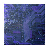 Blue Cyber Circuit Board Tech Art Electronics Tegeltje (Voorkant)