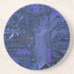 Blue Cyber Circuit Board Tech Art Electronics Zandsteen Onderzetter