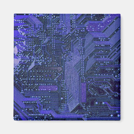 Blue Cyber Circuit Board Tech Electronics Magneet (Voorkant)