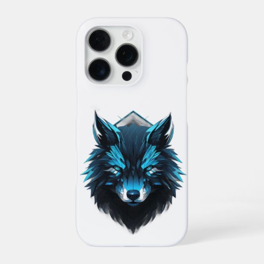 Blue Cyber Wolf Graphic iPhone Hoesje (Achterkant)