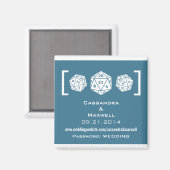 Blue D20 Dice Gamer Wedding Info Magnet v2 Magneet (Voorkant / Achterkant)