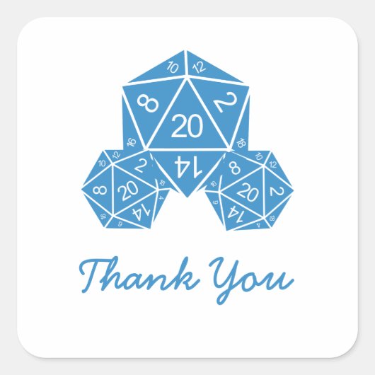 Blue D20 Dice Hartelijk dank, Stickers (Voorkant)