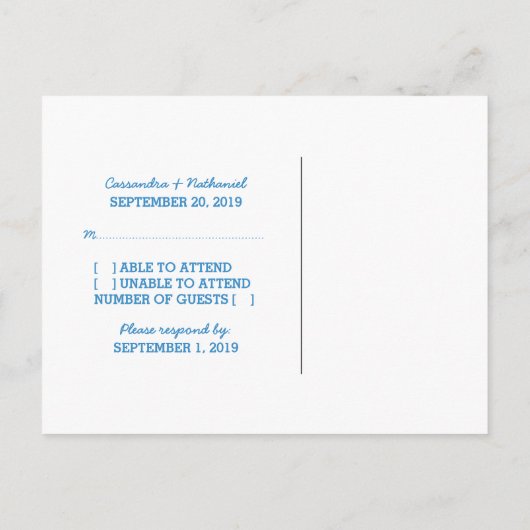 Blue D20 Dice Response-Briefkaart Uitnodiging Briefkaart (Achterkant)