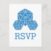 Blue D20 Dice Response-Briefkaart Uitnodiging Briefkaart (Voorkant)