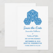 Blue D20 Dice Save the Date Invite Kaart (Voorkant / Achterkant)