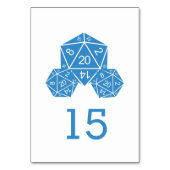 Blue D20 Dice Wedding Table Kaart (Voorkant)