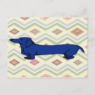 Blue Dachshund Abstract Fauvism Briefkaart