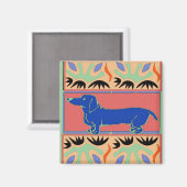 Blue Dachshund Abstract Fauvism Magneet (Voorkant / Achterkant)