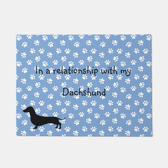 Blue Dachshund Paw Print Doormat Deurmat (Voorkant)