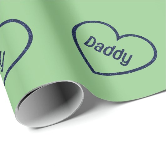 Blue Dad Heart Vaderdag Glitter Cadeaupapier (Rol Hoek)